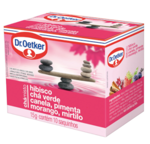 Dr. Oetker - Chá Misto Hibisco, Chá Verde, Canela, Pimenta, Morango e Mirtilo 15g