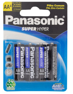 Pilha Comum AA Super Hyper Panasonic 4 Unidades