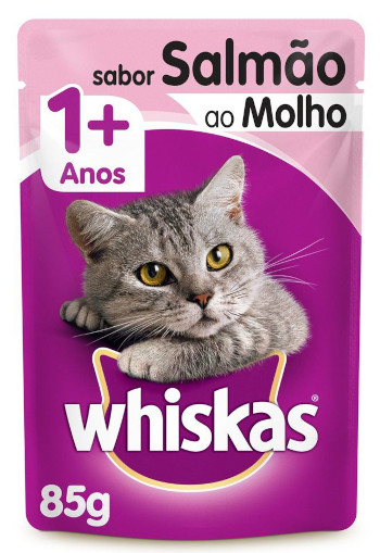 Ração Úmida Sabor Salmão ao Molho para Gatos 1+ Whiskas 85g