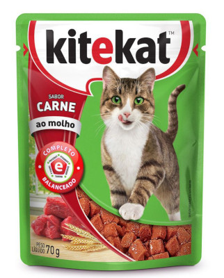 Kitekat Ração Úmida Sabor Carne para Gatos Adultos 70g