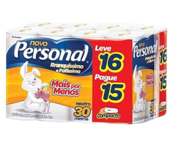 Papel Higiênico Personal Neutro Folha Simples Compacto 16 Rolos