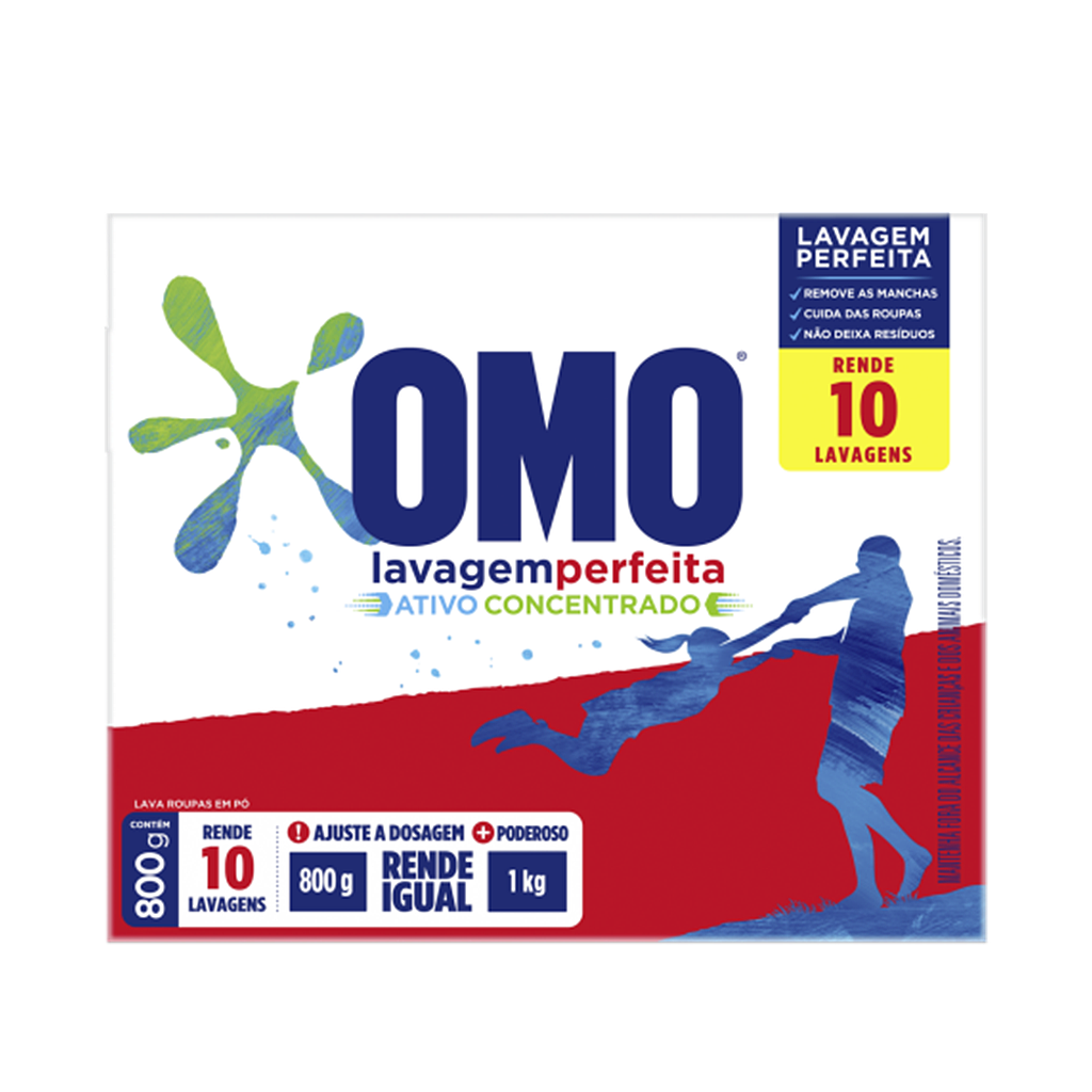Lava Roupas Em Pó Omo Lavagem Perfeita 800g