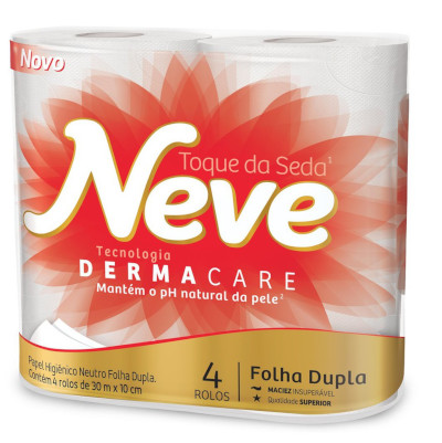 Papel Higiênico Neve Toque de Seda Folha Dupla 4 Rolos