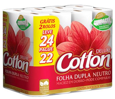 Papel Higiênico Cotton Folha Dupla 24 Rolos