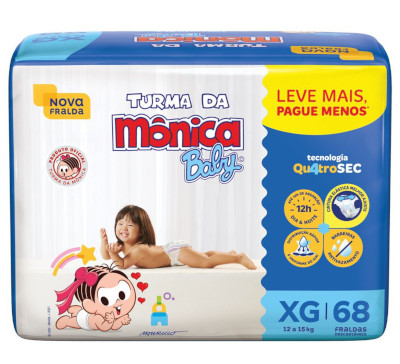 Turma da Mônica - Fralda XG 68 Unidades