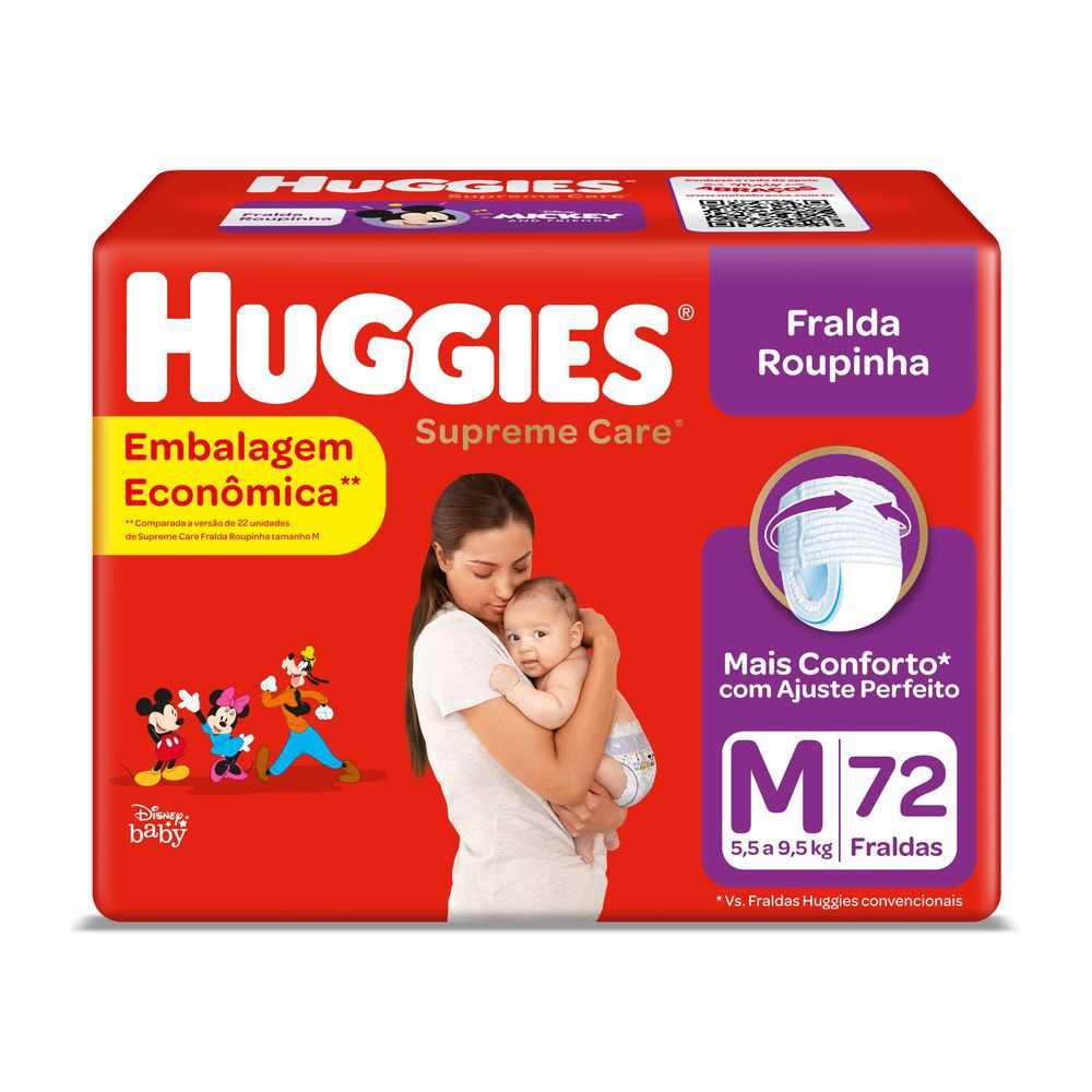 Huggies - Fralda Descartável Infantil Supreme Care Roupinha M 72 Fraldas