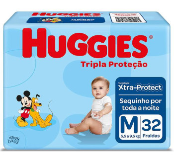 Huggies - Fralda Descartável Infantil tam. M Xtra-Protect 92 Fraldas