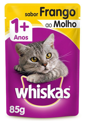 Ração Úmida Whiskas Sachê Frango ao Molho Gatos Adultos 85g