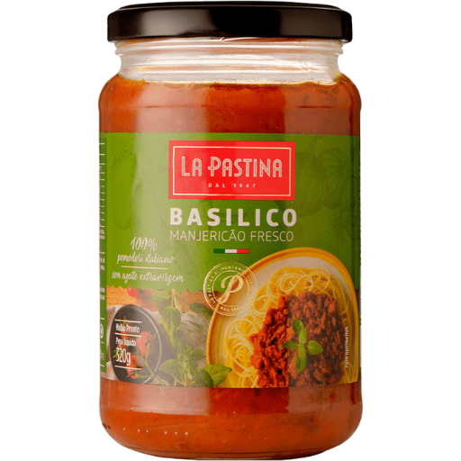 Molho de Tomate Basilico e Mnajericão Fresco La Pastina 320g