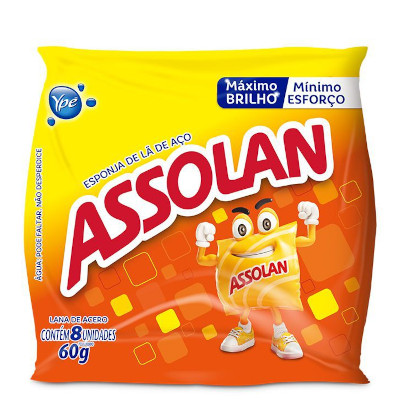 Esponja de Lã de Aço Assolan 60g com 8 unid.