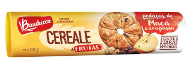 Bauducco - Biscoito Integral Cereale&Fruta com Pedaços de Maçã e Uva Passas 141g