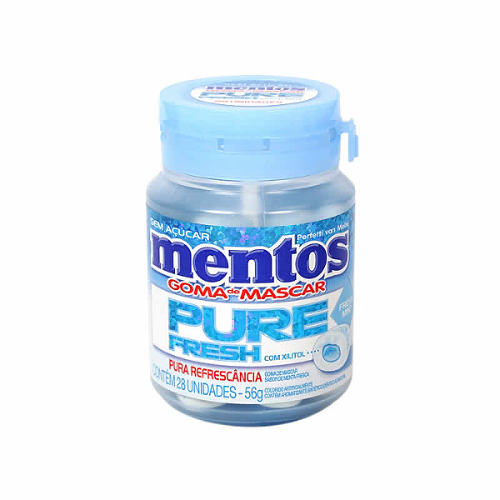 Goma De Mascar Sem Açúcar Menta Mentos Pure White 56G