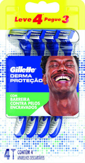 Gillette - Aparelho Descartável para Barbear Derma Proteção 4 Unidades