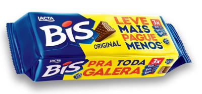 Bis Wafer Recheado Coberto com Chocolate ao Leite 3x126g