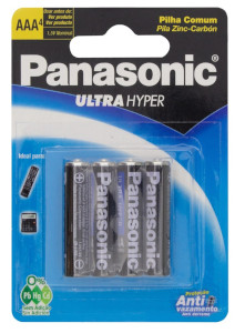 Pilha Comum AAA Ultra Hyper Panasonic 4 Unidades