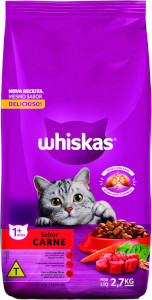 Ração Premium para Gatos Adultos Sabor Carne Whiskas 2,7Kg