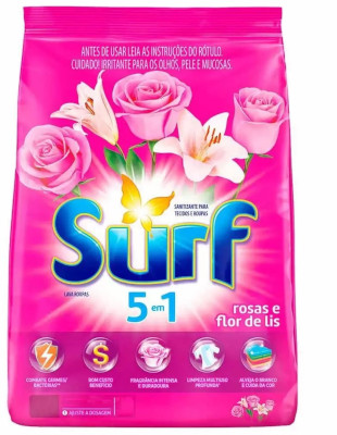 Lava Roupas em Pó Surf Rosas e Flor de Lis 800g