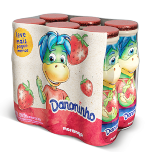 Danone - Iogurte Para Beber Sabor Morango Danoninho 6x100g