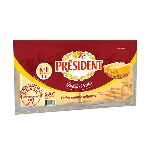 Queijo Prato Fatiado Président 1kg