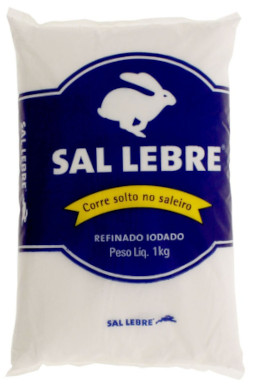 [2501.00.20] Sal Refinado Iodado Branco Lebre 1kg
