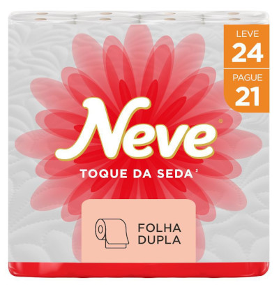 Papel Higiênico Neve Toque de Seda Folha Dupla 24 Rolos
