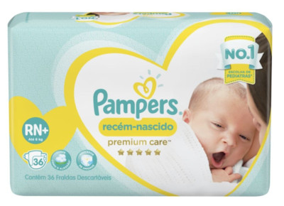 Pampers Fralda Desc. Inf. Premium Care Recém-Nascido RN+ 36 Fraldas