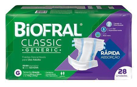 Tena Fralda Geriátrica Biofral Classic Tamanho G 28 Unid.