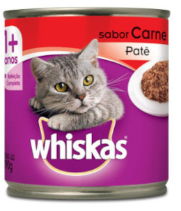 Ração Úmida Whiskas Lata Sabor Carne para Gatos Adultos 290g