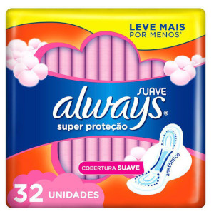 Always - Absorvente Proteção Suave com Abas 32 Unidades