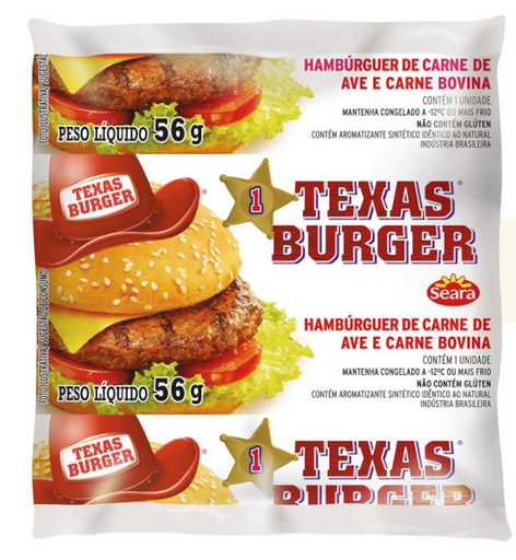 Hamburguer Texas Bovino e Frango 36 x 56g
