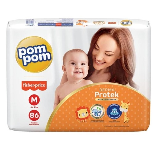 Pom Pom - Fralda Descartável Protek Hiper M 86 Fraldas
