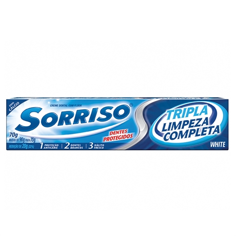 [306.10.00] Creme Dental Sorriso Tripla Proteção Limpeza Completa 70g