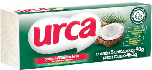 [3401.19.00] Sabão de Coco em Barra Artesanal Urca 5 uni 450g