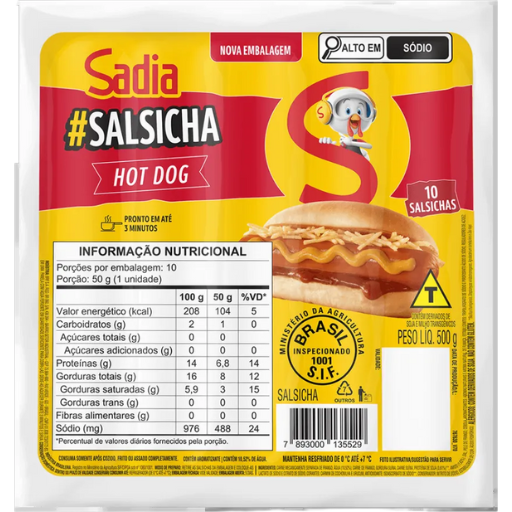 [1601.00.00] Salsicha Hot Dog Sadia 500g