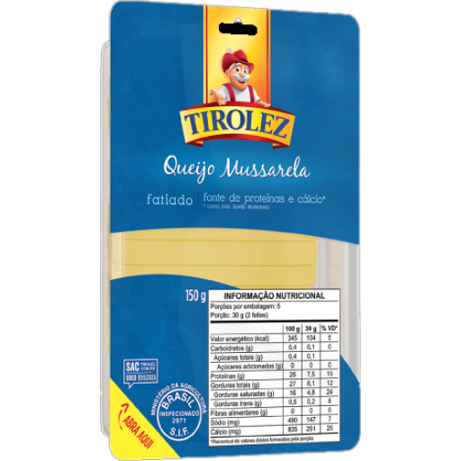 Queijo Mussarela Fatiado Tirolez 150g 