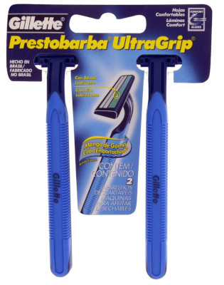 Gillette - Aparelho de Barbear Descartável Prestobarba Ultragrip 2 Unidades