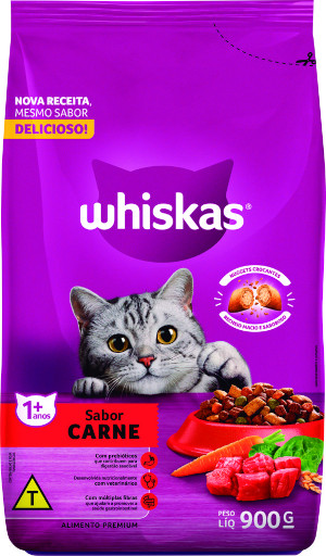 Ração para Gatos Adultos Sabor Carne Whiskas 900g