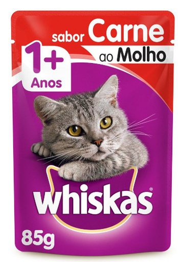 Ração Úmida Whiskas Sachê Carne ao Molho para Gatos Adultos 85g