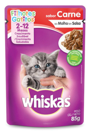 Ração Whiskas Úmida Sabor Carne Filhotes 85g