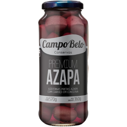 [2005.70.00] Azeitona Preta Azapa C/ Caroço em Conserva Campo Belo 570g